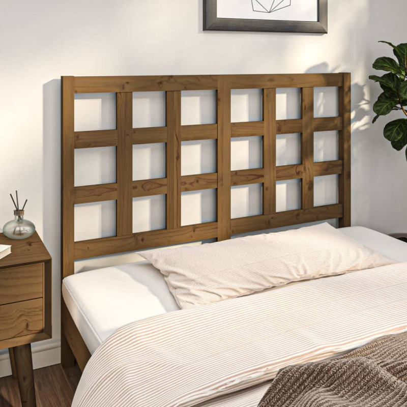 Produktbild för Sänggavel honungsbrun 125,5x4x100 cm massiv furu