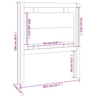 Produktbild för Sänggavel grå 80,5x4x100 cm massiv furu
