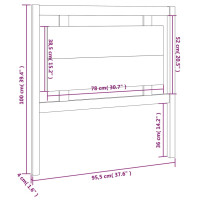 Produktbild för Sänggavel grå 95,5x4x100 cm massiv furu