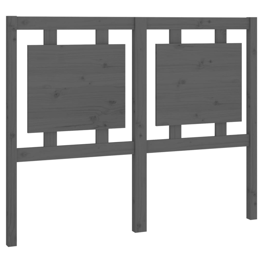 Produktbild för Sänggavel grå 125,5x4x100 cm massiv furu