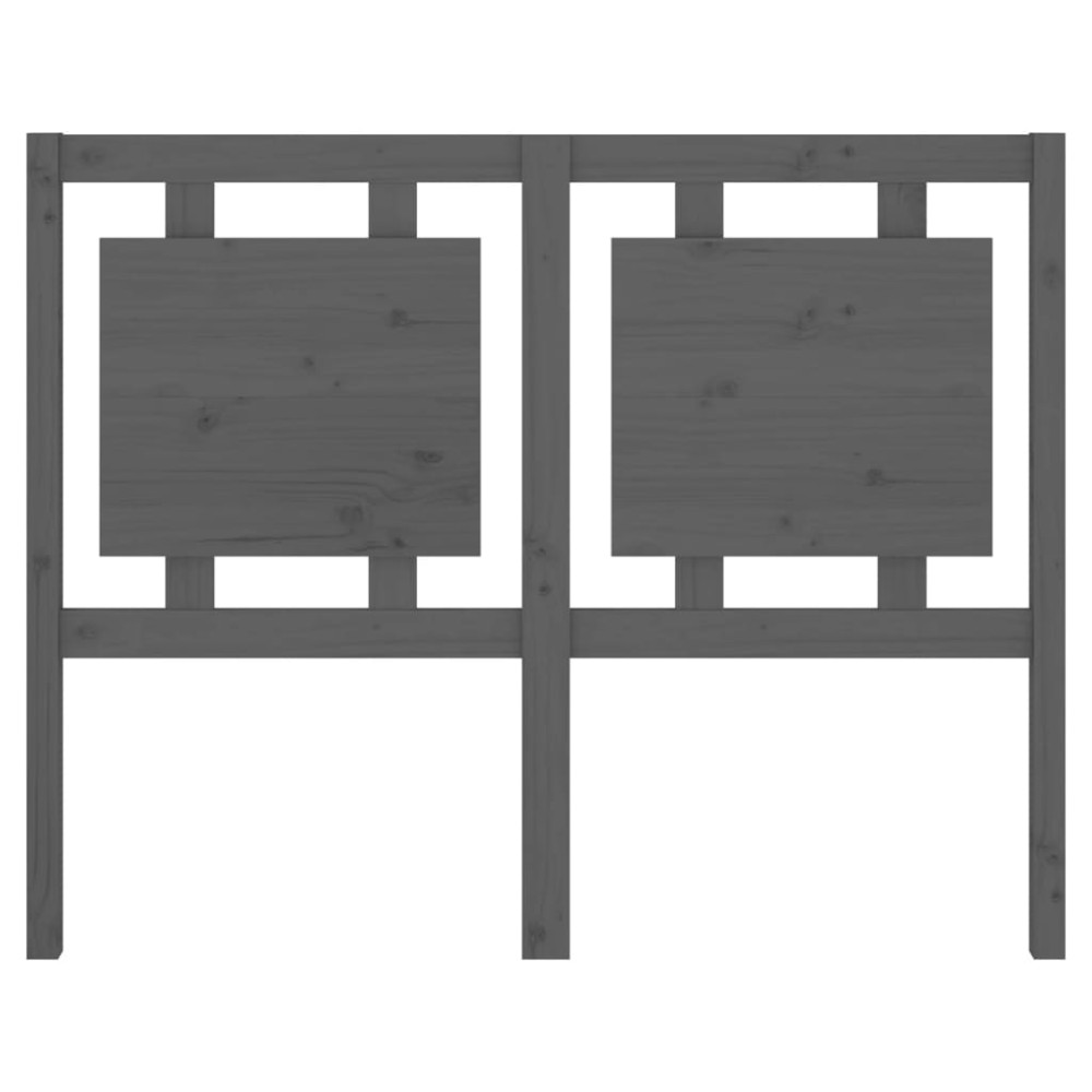 Produktbild för Sänggavel grå 125,5x4x100 cm massiv furu