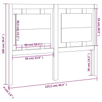 Produktbild för Sänggavel grå 125,5x4x100 cm massiv furu