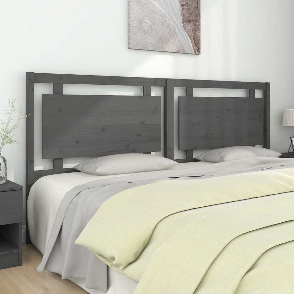 Produktbild för Sänggavel grå 205,5x4x100 cm massiv furu