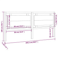 Produktbild för Sänggavel grå 205,5x4x100 cm massiv furu