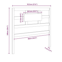 Produktbild för Sänggavel vit 95,5x4x100 cm massiv furu