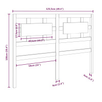 Produktbild för Sänggavel vit 125,5x4x100 cm massiv furu