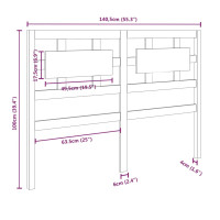 Produktbild för Sänggavel vit 140,5x4x100 cm massiv furu