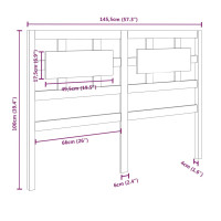 Produktbild för Sänggavel vit 145,5x4x100 cm massiv furu