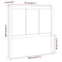 Produktbild för Sänggavel vit 80,5x4x100 cm massiv furu