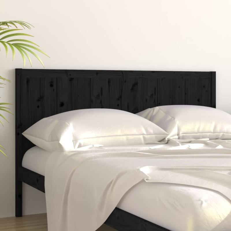 Produktbild för Sänggavel svart 145,5x4x100 cm massiv furu