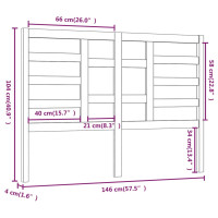 Produktbild för Sänggavel vit 146x4x104 cm massiv furu