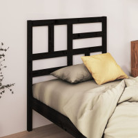 Produktbild för Sänggavel svart 96x4x104 cm massiv furu
