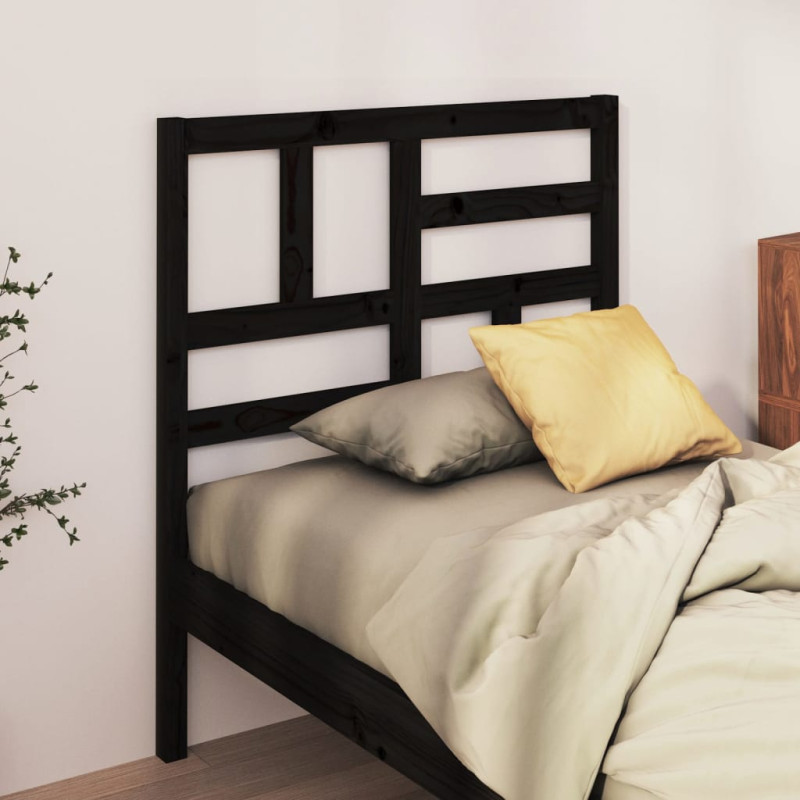 Produktbild för Sänggavel svart 106x4x104 cm massiv furu