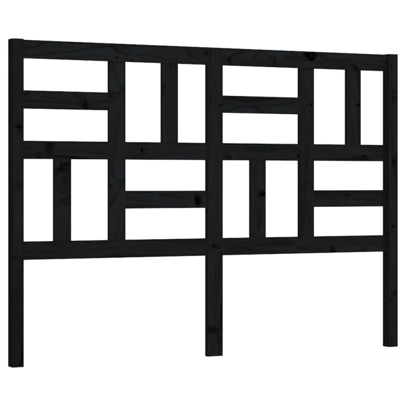 Produktbild för Sänggavel svart 126x4x104 cm massiv furu