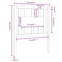 Produktbild för Sänggavel grå 81x4x100 cm massiv furu