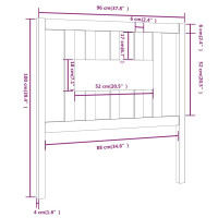 Produktbild för Sänggavel grå 96x4x100 cm massiv furu