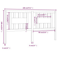 Produktbild för Sänggavel grå 186x4x100 cm massiv furu