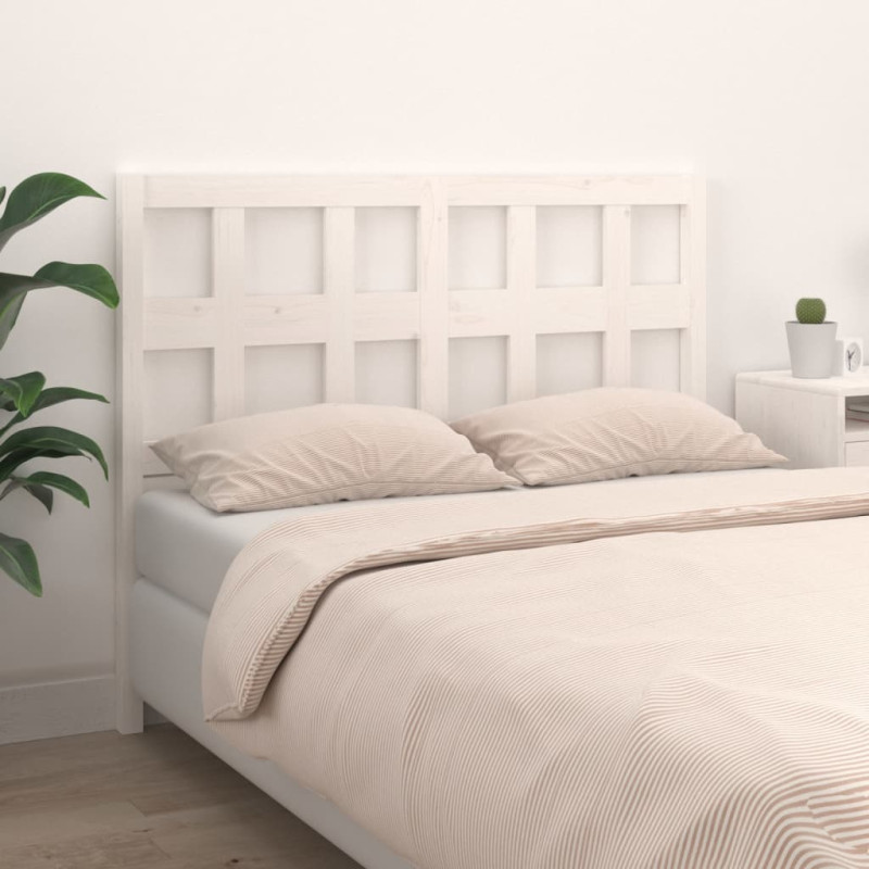 Produktbild för Sänggavel vit 140,5x4x100 cm massiv furu