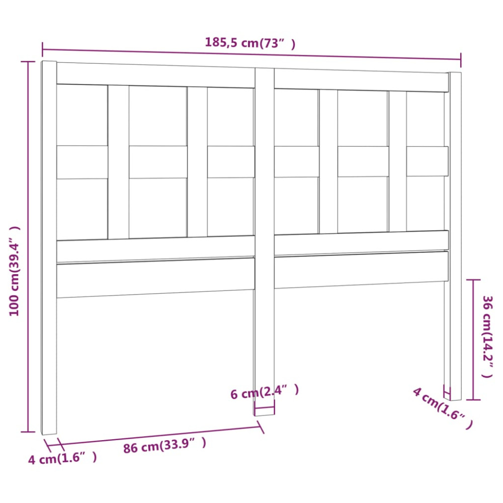 Produktbild för Sänggavel honungsbrun 185,5x4x100 cm massiv furu