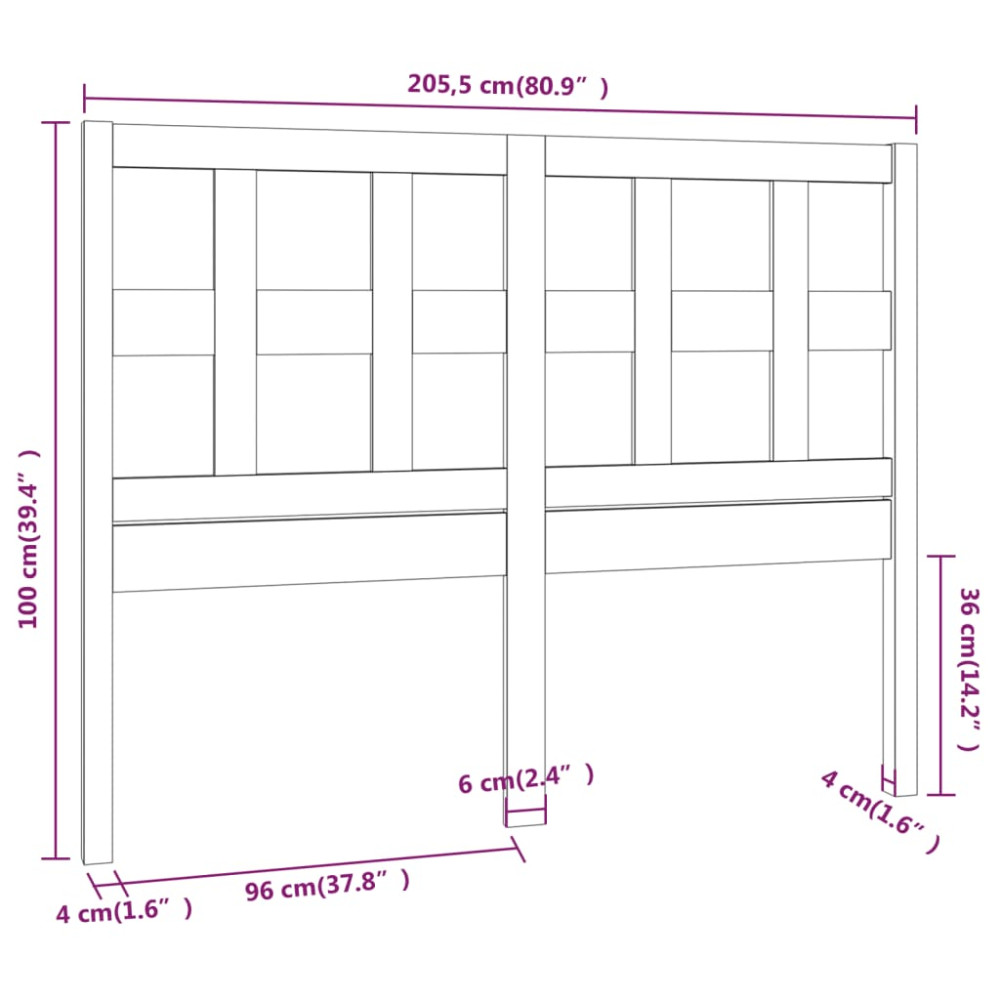 Produktbild för Sänggavel honungsbrun 205,5x4x100 cm massiv furu