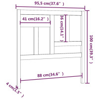 Produktbild för Sänggavel vit 95,5x4x100 cm massiv furu