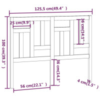 Produktbild för Sänggavel vit 125,5x4x100 cm massiv furu