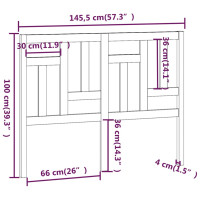 Produktbild för Sänggavel vit 145,5x4x100 cm massiv furu