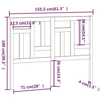 Produktbild för Sänggavel vit 155,5x4x100 cm massiv furu