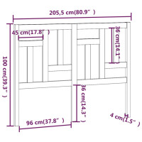 Produktbild för Sänggavel vit 205,5x4x100 cm massiv furu