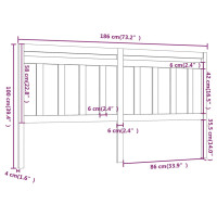 Produktbild för Sänggavel grå 186x4x100 cm massiv furu