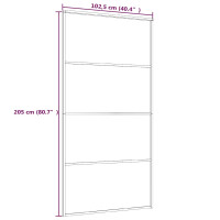 Produktbild för Skjutdörr frostat ESG-glas och aluminium 102,5x205 cm svart