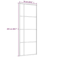 Produktbild för Skjutdörr frostat ESG-glas och aluminium 76x205 cm svart