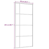 Produktbild för Skjutdörr ESG-glas och aluminium 90x205 cm svart