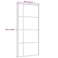 Produktbild för Skjutdörr frostat ESG-glas och aluminium 90x205 cm svart