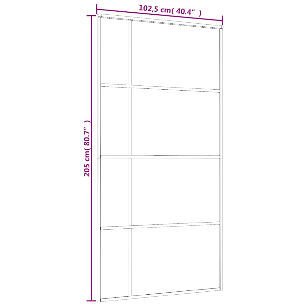 Produktbild för Skjutdörr ESG-glas och aluminium 102,5x205 cm svart