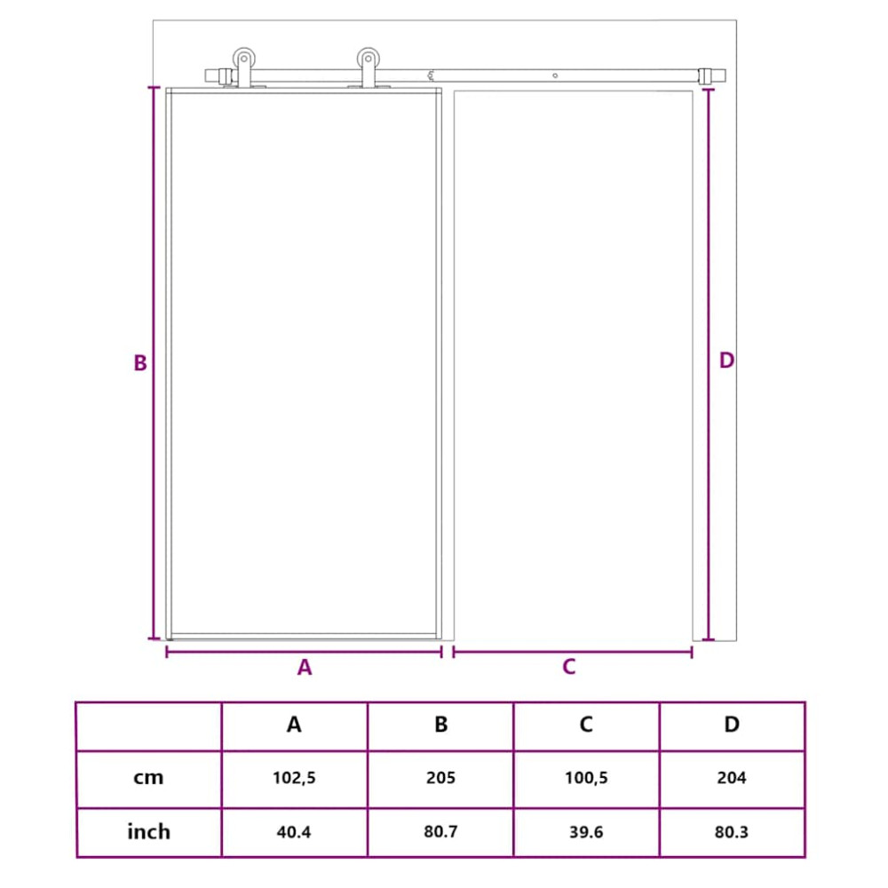 Produktbild för Skjutdörr ESG-glas och aluminium 102,5x205 cm svart