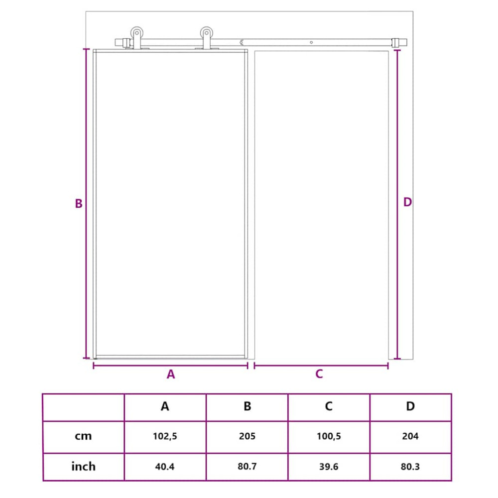 Produktbild för Skjutdörr frostat ESG-glas och aluminium 102,5x205 cm svart