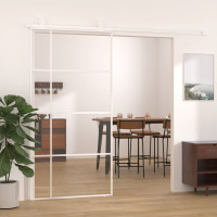 Produktbild för Skjutdörr ESG-glas och aluminium 102,5x205 cm vit