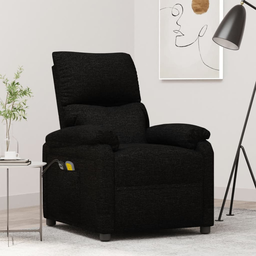 Produktbild för Elektrisk massagefåtölj svart tyg