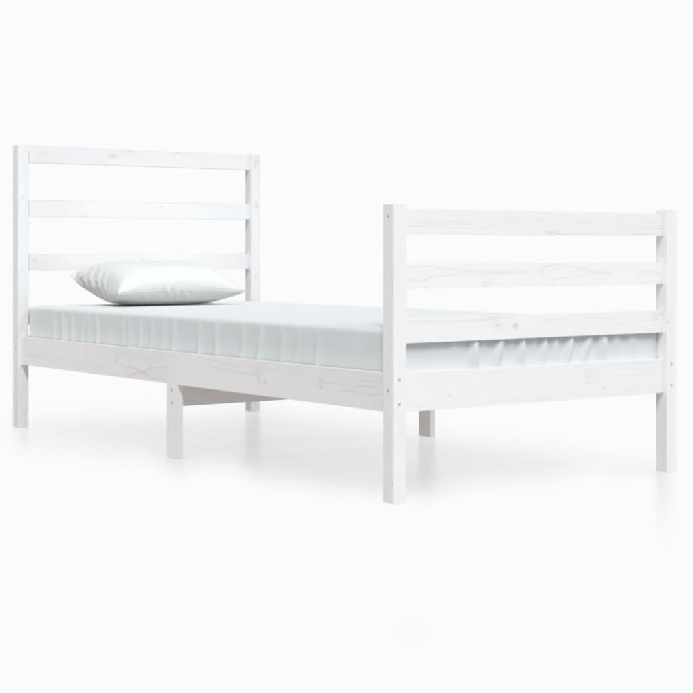 Produktbild för Sängram vit massiv furu 90x200 cm