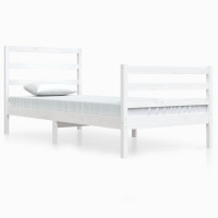 Produktbild för Sängram vit massiv furu 90x200 cm