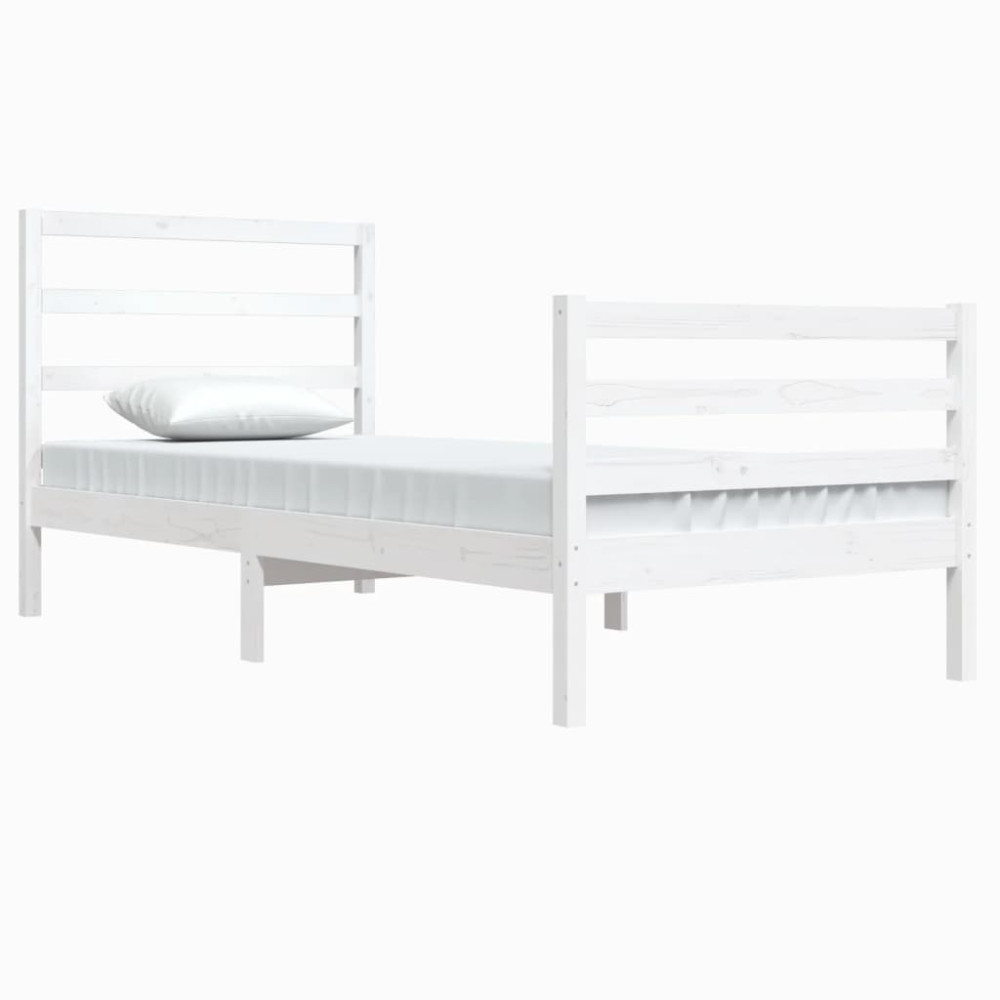 Produktbild för Sängram vit massiv furu 90x200 cm