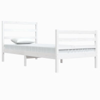 Produktbild för Sängram vit massiv furu 90x200 cm