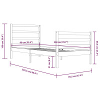 Produktbild för Sängram vit massiv furu 90x200 cm