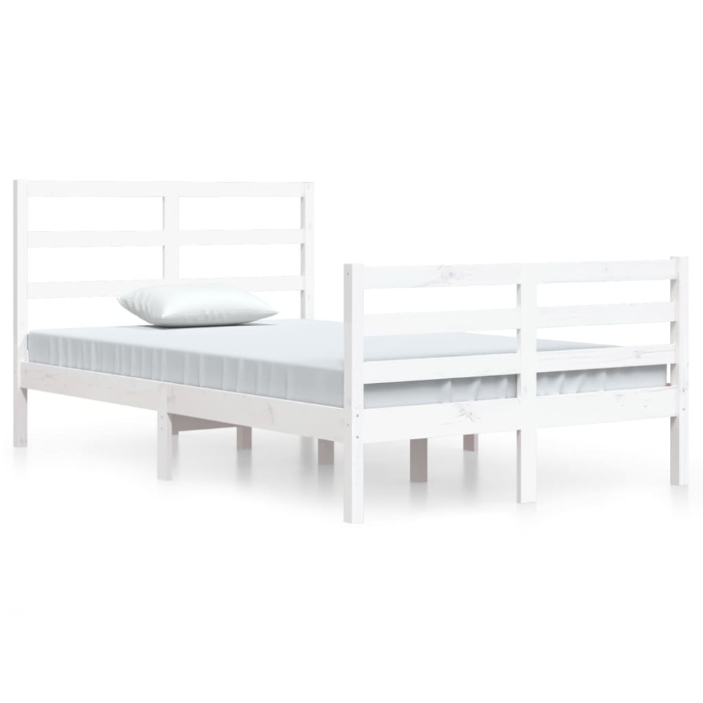 Produktbild för Sängram vit massiv furu 120x200 cm enkelsäng