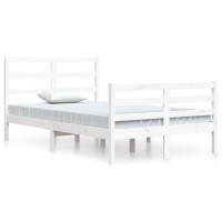 Produktbild för Sängram vit massiv furu 120x200 cm enkelsäng