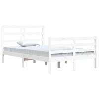 Produktbild för Sängram vit massiv furu 120x200 cm enkelsäng
