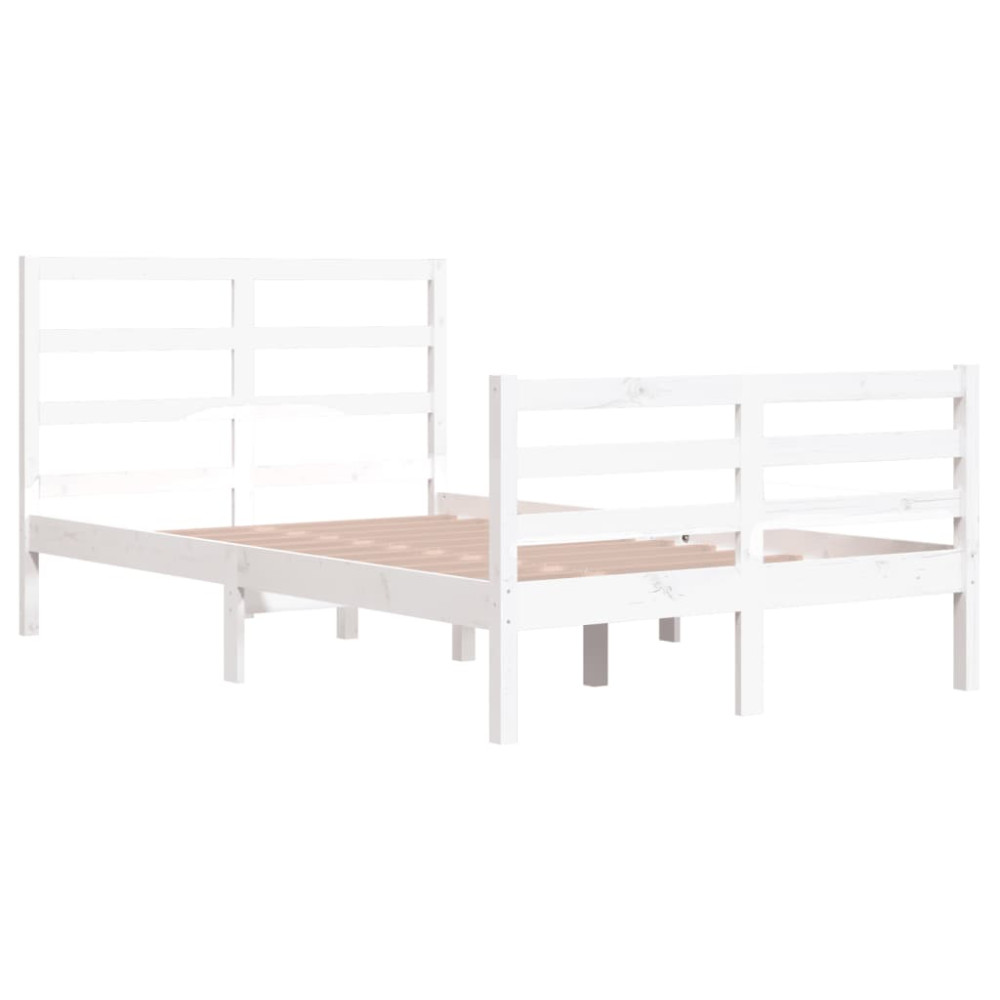 Produktbild för Sängram vit massiv furu 120x200 cm enkelsäng