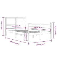 Produktbild för Sängram vit massiv furu 120x200 cm enkelsäng