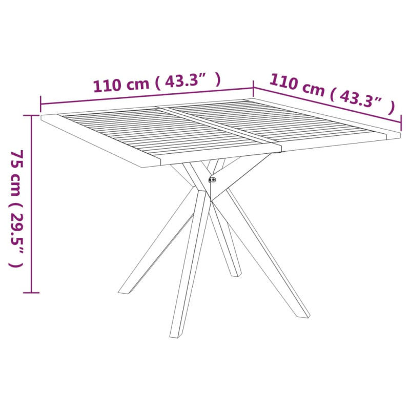 Produktbild för Trädgårdsbord 110x110x75 cm massivt akaciaträ